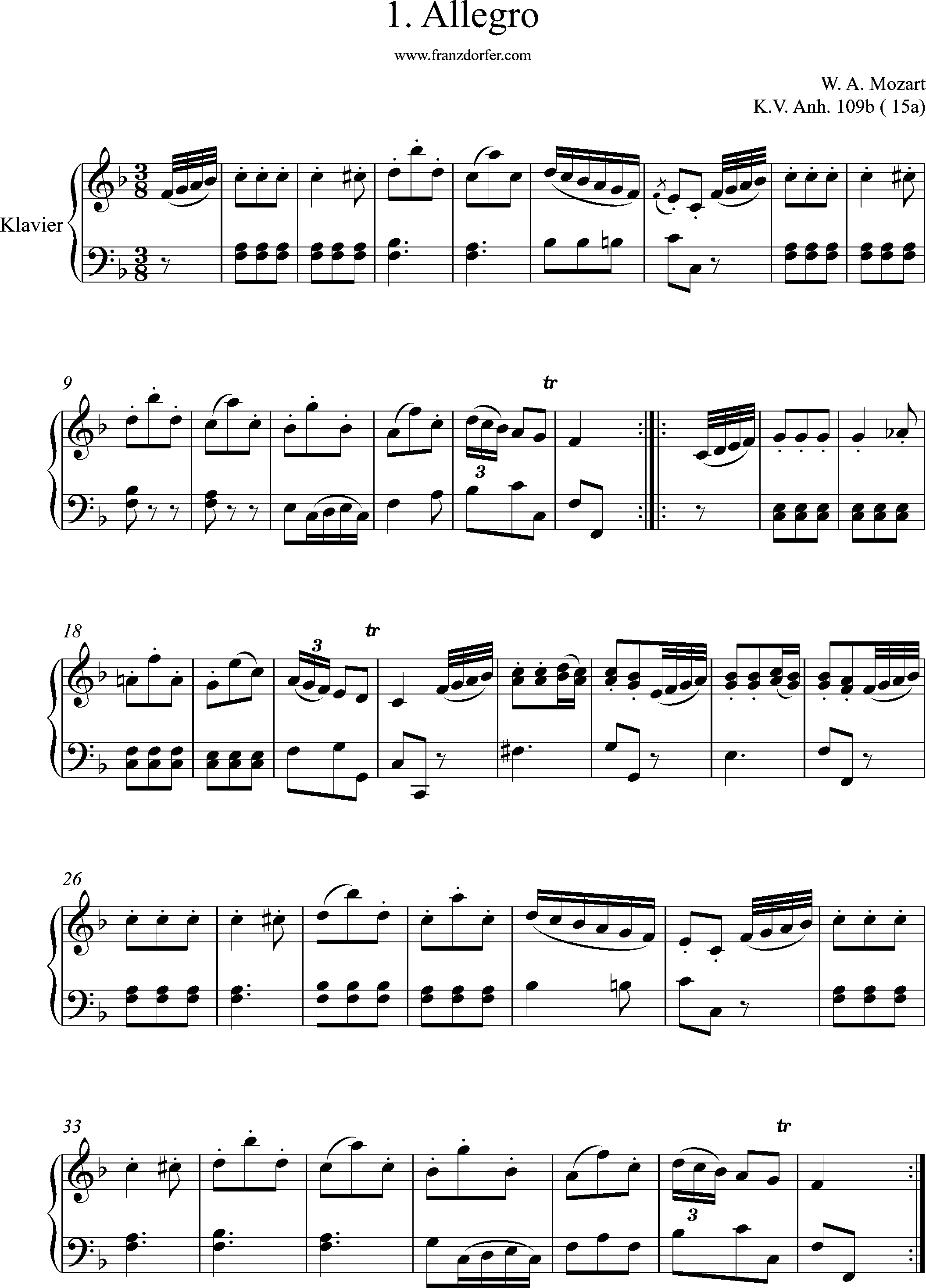 KV. Anh. 109b, 15a, No1, Allegro, W. a. Mozart
